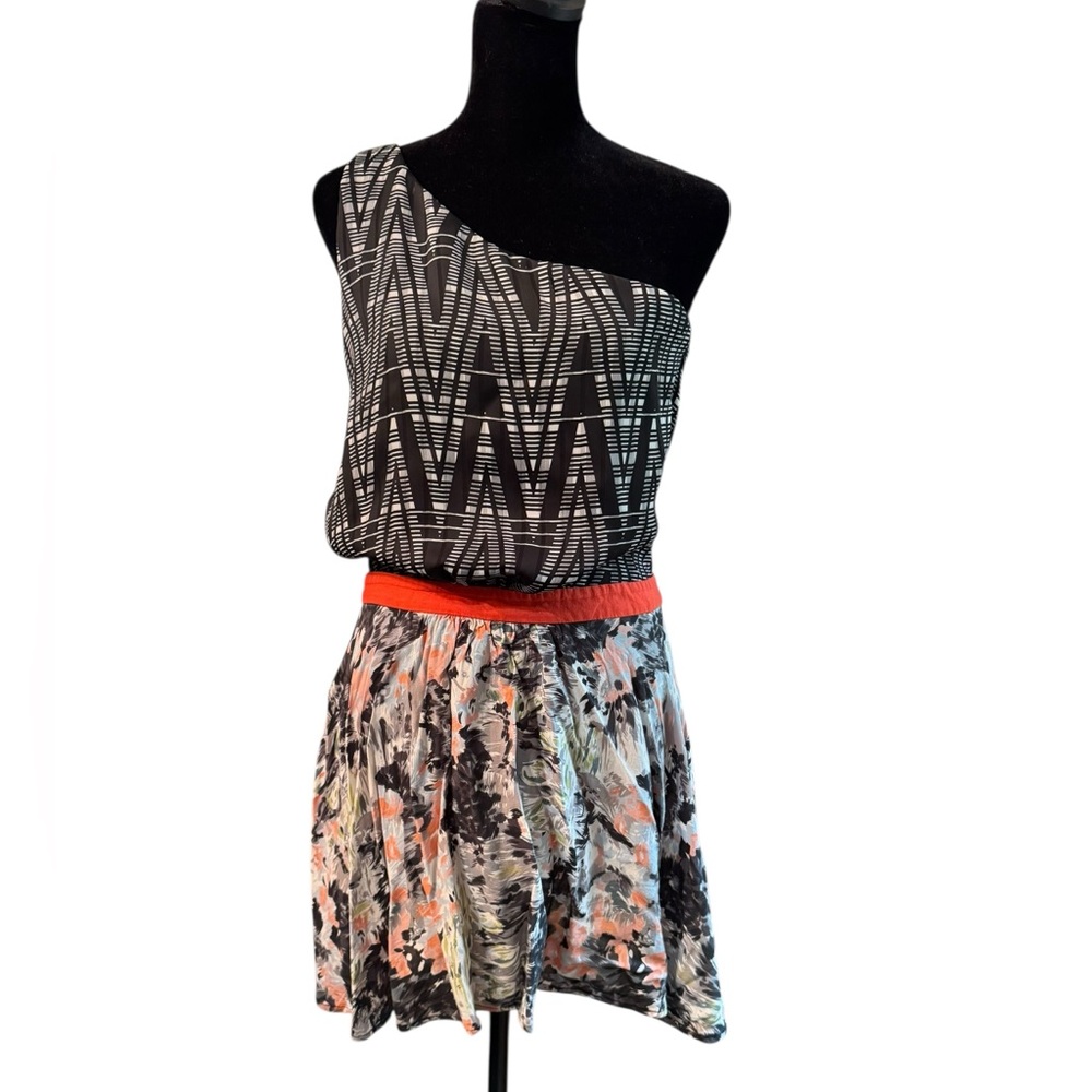 Lucca‎ Couture One Shoulder Black and White Patterned Mini Dress